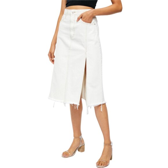 Free People White Mambo Denim Midi Skirt Size 28 - Picture 1 of 4